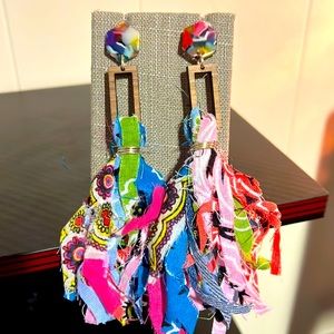 Multicolor bandanna earrings